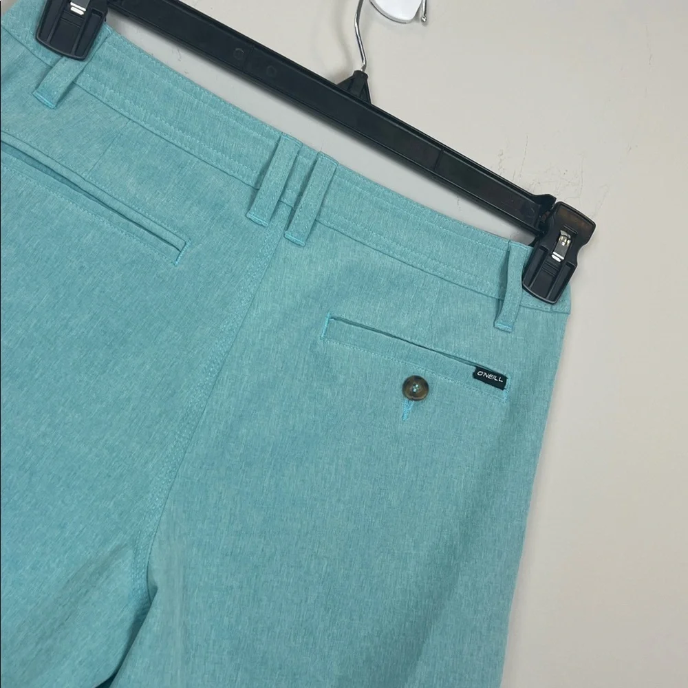 O'Neill Hybrid Swim Flat Front Shorts Light Teal Size 27 Boy Large Like New